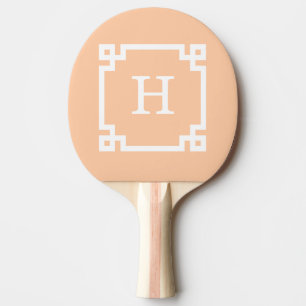 Raquette De Ping Pong Découper le cadre de clé grecque blanche #2 Monogr