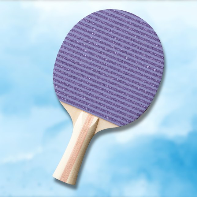 Raquette De Ping Pong Deep Amethyst Glitter Style Horizontal Stripes  (Créateur téléchargé)