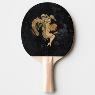 Raquette De Ping Pong Déesse du Zodiaque Astrologie Cosmologique Gold