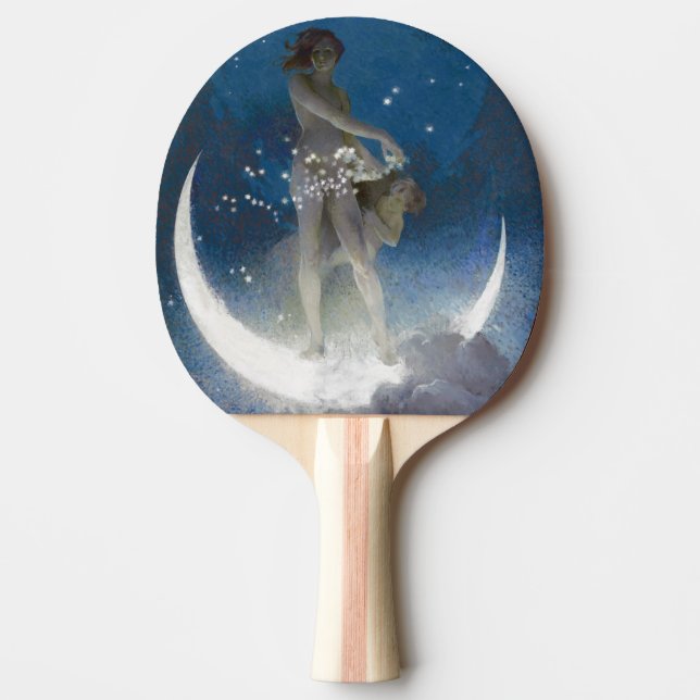 Raquette De Ping Pong Déesse Luna diffusant les étoiles la nuit (Devant)