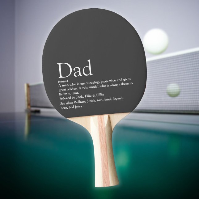Raquette De Ping Pong Définition de papa moderne gris cool  (Gray Modern Cool Dad Daddy Father Definition Ping Pong Paddle)