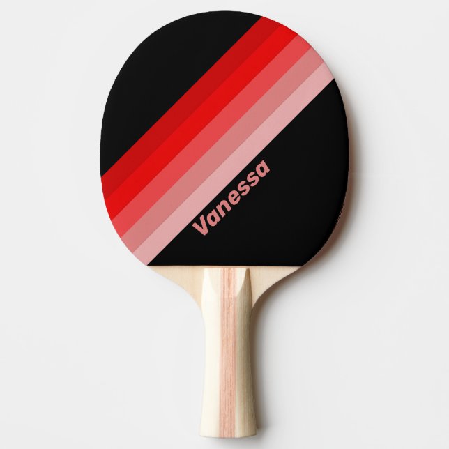 Raquette De Ping Pong Dégradé Cramoisi Rayé avec Nom (Devant)