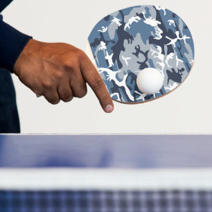Raquette De Ping Pong Déguisement Camouflage Neige Hivernale Bleue, Mili
