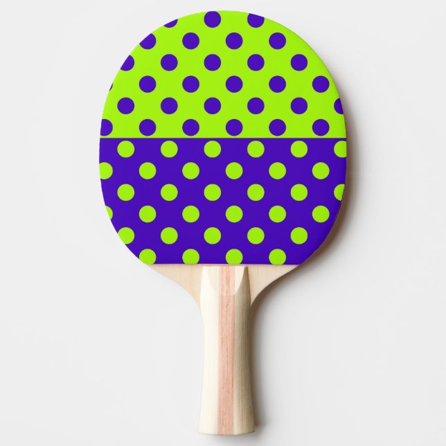 Raquette De Ping Pong Demi-points bleus et verts   (Devant)
