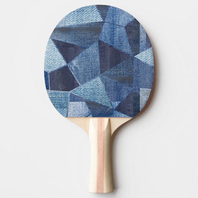 Raquette De Ping Pong Denim Urban : Patchwork à rayures détendues. (Devant)