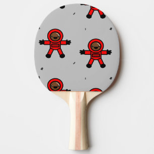 Raquette De Ping Pong Des astronautes en costume rouge sur gris