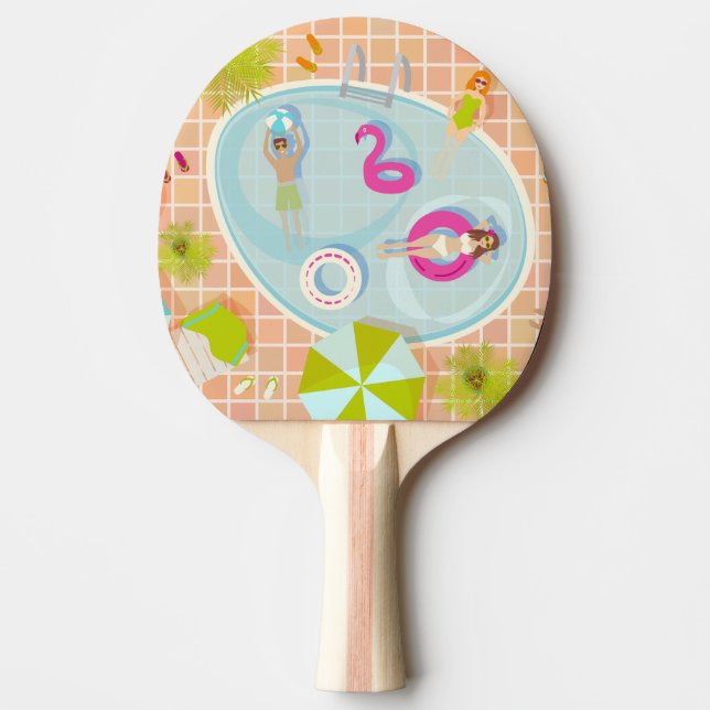 Raquette De Ping Pong Des filles et des garçons du bikini jouant au jeu  (Devant)