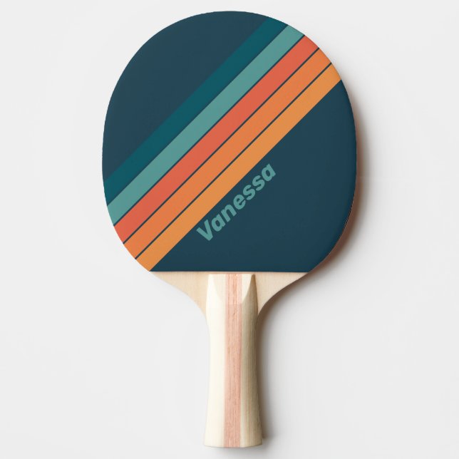 Raquette De Ping Pong Désert Cactus Lever de soleil Rayé avec Nom (Devant)