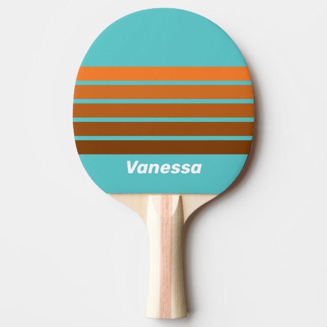 Raquette De Ping Pong Desert Teal Across Striping with Name (Devant)