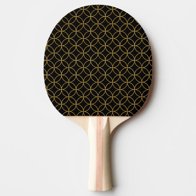 Raquette De Ping Pong Design1 traditionnel japonais - SHIPPO- Black&Gold (Devant)