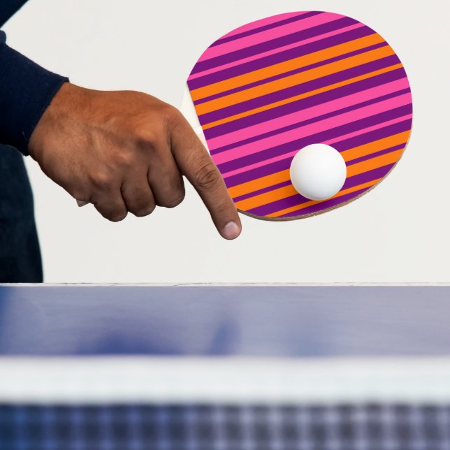 Raquette De Ping Pong Design à rayures verticales rose orange violet   (Insitu)