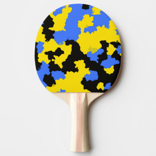 Raquette De Ping Pong Design Abstrait Jaune Bleu Noir Motif moderne