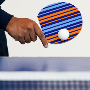 Raquette De Ping Pong Design Bandes Verticales Cyan Orange Marine  