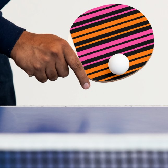 Raquette De Ping Pong Design bandes verticales orange rose noir   (Insitu)
