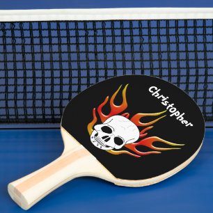 Raquette De Ping Pong Design Crâne et flammes