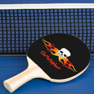 Raquette De Ping Pong Design Crâne et flammes