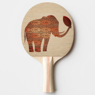 Raquette De Ping Pong Design d'art tribal des éléphants