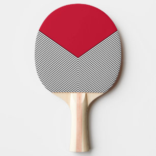 Raquette De Ping Pong Design de chevrons noir et blanc et triangle rouge