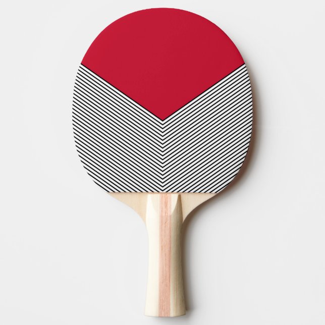 Raquette De Ping Pong Design de chevrons noir et blanc et triangle rouge (Devant)