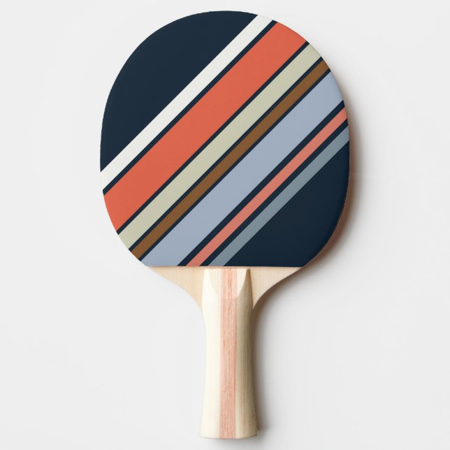 Raquette De Ping Pong Design de rayures de style rétro diagonale (Devant)
