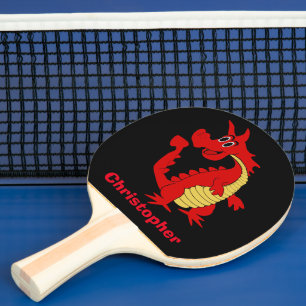 Raquette De Ping Pong Design Dragon Rouge