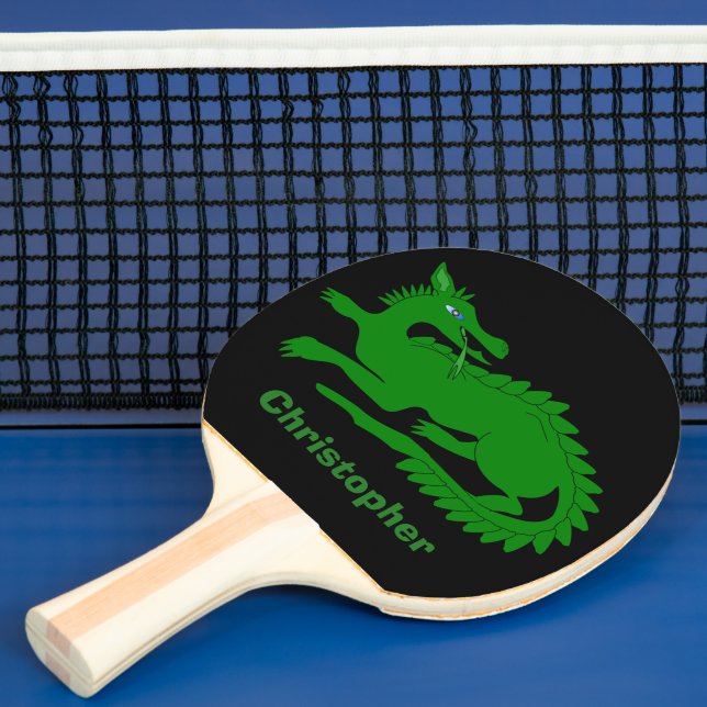 Raquette De Ping Pong Design Dragon Vert (Insitu)