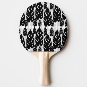 Raquette De Ping Pong Design Feuille noir et blanc