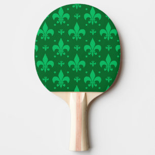 Raquette De Ping Pong Design Motif Fleur de lis vert
