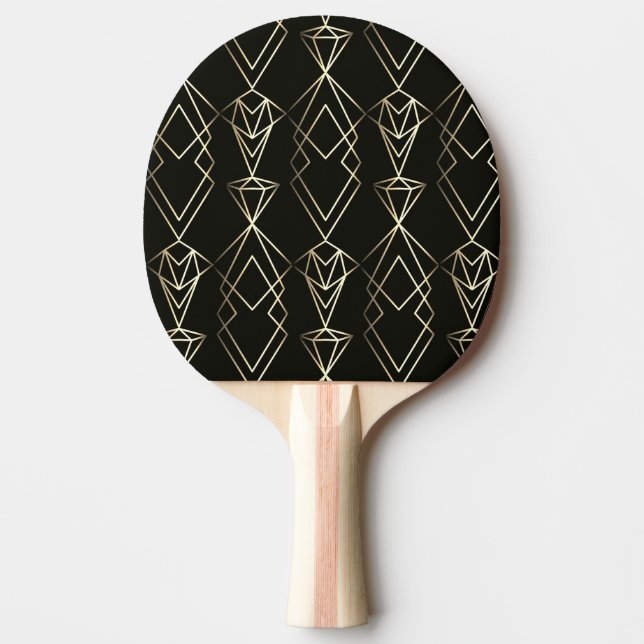Raquette De Ping Pong Design rétro classique en noir et or (Devant)