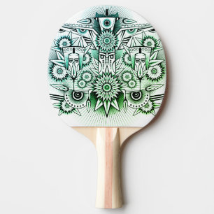 Raquette De Ping Pong Design tribal teinte verte