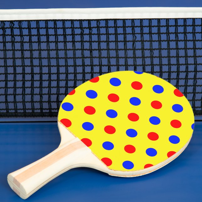 Raquette De Ping Pong Dessin à points jaunes rouges et bleus  (Insitu)