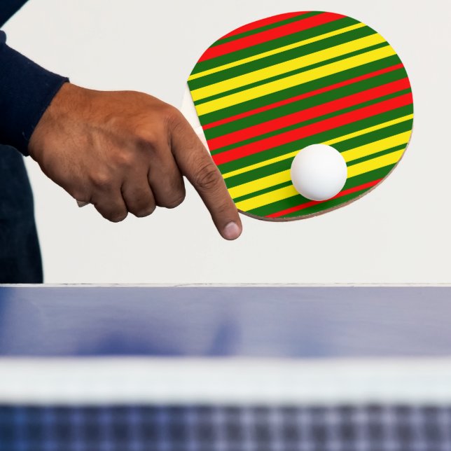 Raquette De Ping Pong Dessin à rayures verticales vert jaune rouge   (Insitu)