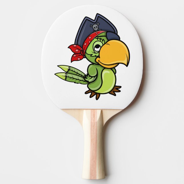Raquette De Ping Pong Dessin amusant de perroquet pirate (Devant)