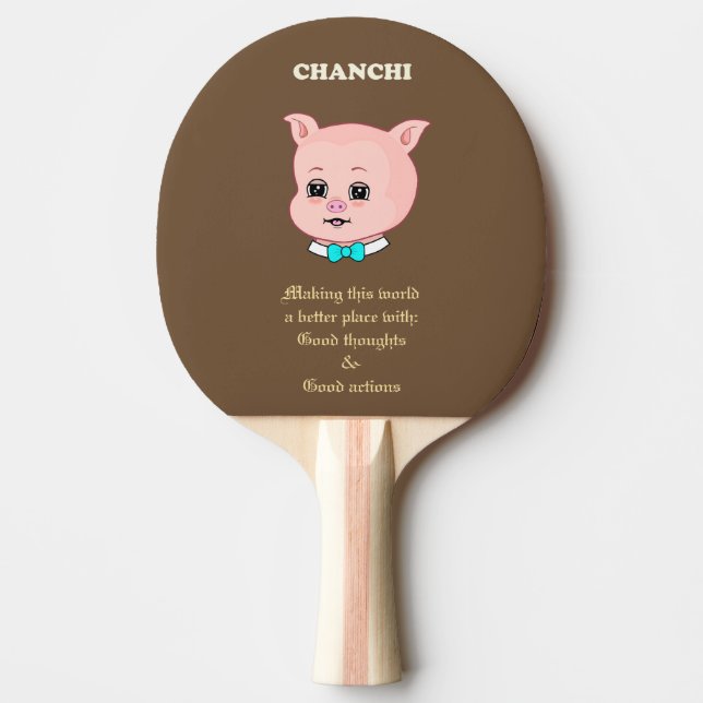 Raquette De Ping Pong Dessin animé de cochon mignon (Devant)