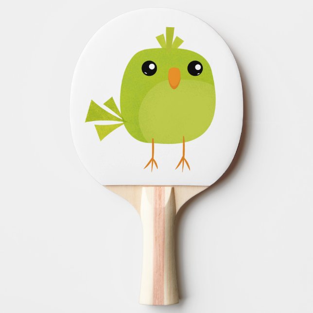 Raquette De Ping Pong Dessin animé d'oiseau vert   (Devant)