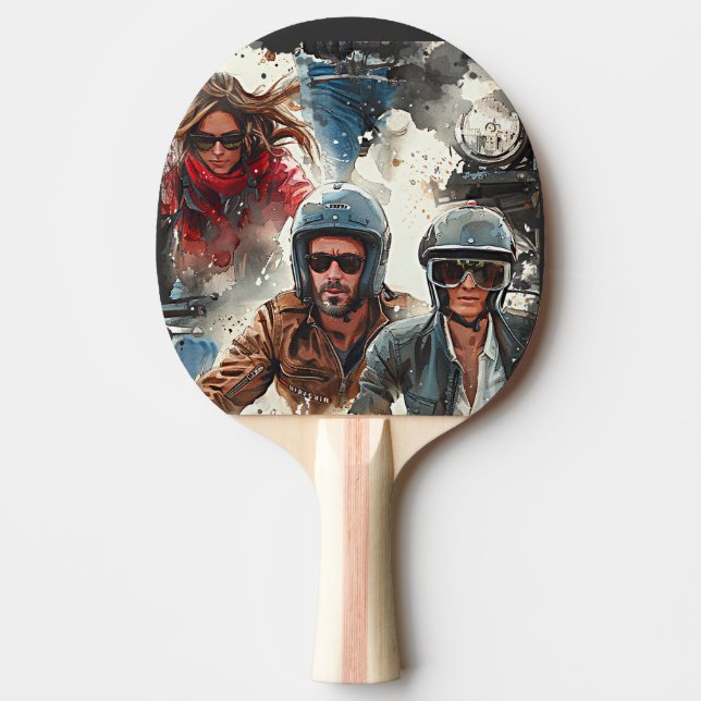 Raquette De Ping Pong Dessin aquarelle MotoBikers (Devant)