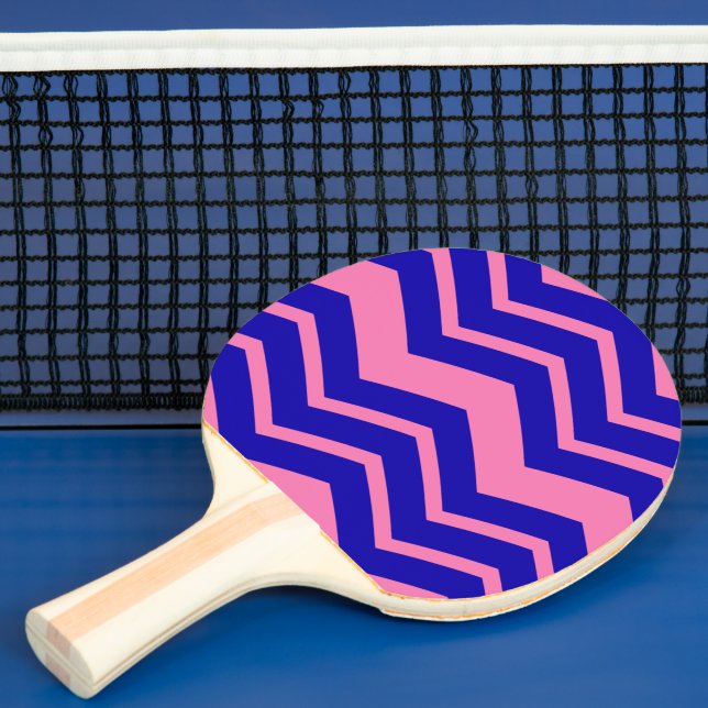 Raquette De Ping Pong Dessin chevron zigzag rose bleu (Insitu)