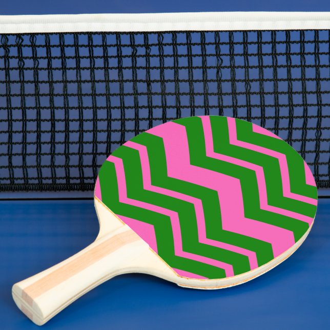 Raquette De Ping Pong Dessin chevron zigzag vert rose  (Insitu)