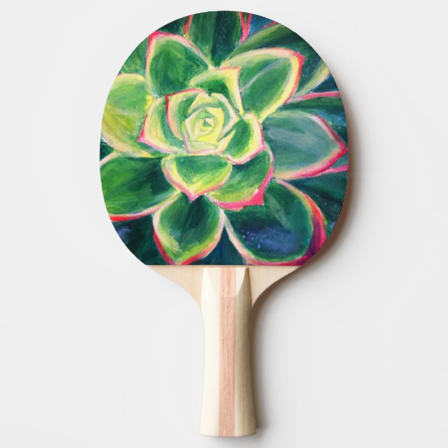 Raquette De Ping Pong Dessin d'art de succulente verte (Devant)
