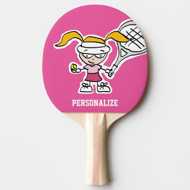 Raquette De Ping Pong Dessin de fille mignonne ping-pong paddle de ping- (Devant)