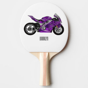 Raquette De Ping Pong Dessin de moto de sport violet