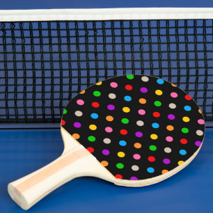 Raquette De Ping Pong Dessin de points noirs colorés arc-en-ciel