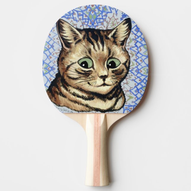 Raquette De Ping Pong Dessin de tête de chat par Louis Wain  (Devant)