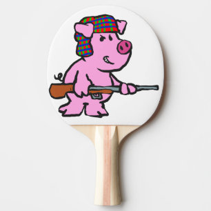 Raquette De Ping Pong Dessin humoristique de chasseur de cochons  choisi