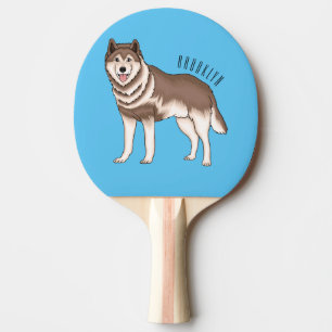 Raquette De Ping Pong dessin humoristique sibérien husky