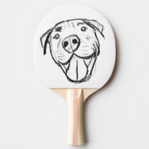 Raquette De Ping Pong dessin pitbull simple amoureux des chiens noir bla