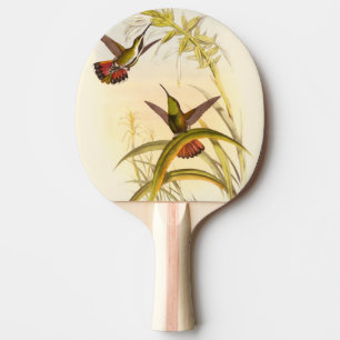 Raquette De Ping Pong Deux colibris colorés visant pour la même fleur