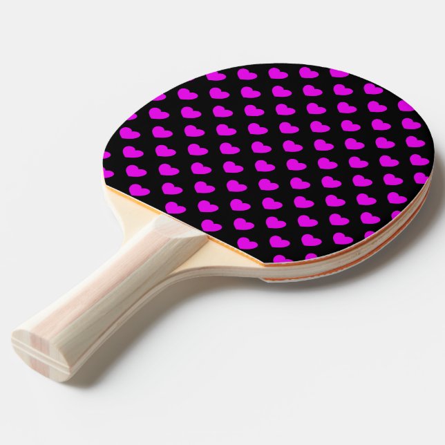 Raquette De Ping Pong Deux Côtés Complémentaires - Coeurs Noir Et Rose (Dos Angle)