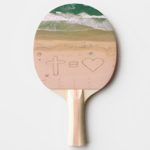 Raquette De Ping Pong Dieu est AMOUR, Jésus est Amour, plage océan croix