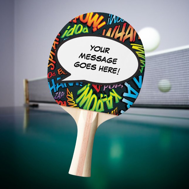 Raquette De Ping Pong Discours Personnalisé Bubble Funny Cool Comic Book (Personalized Speech Bubble Funny Cool Comic Book Ping Pong Paddle)